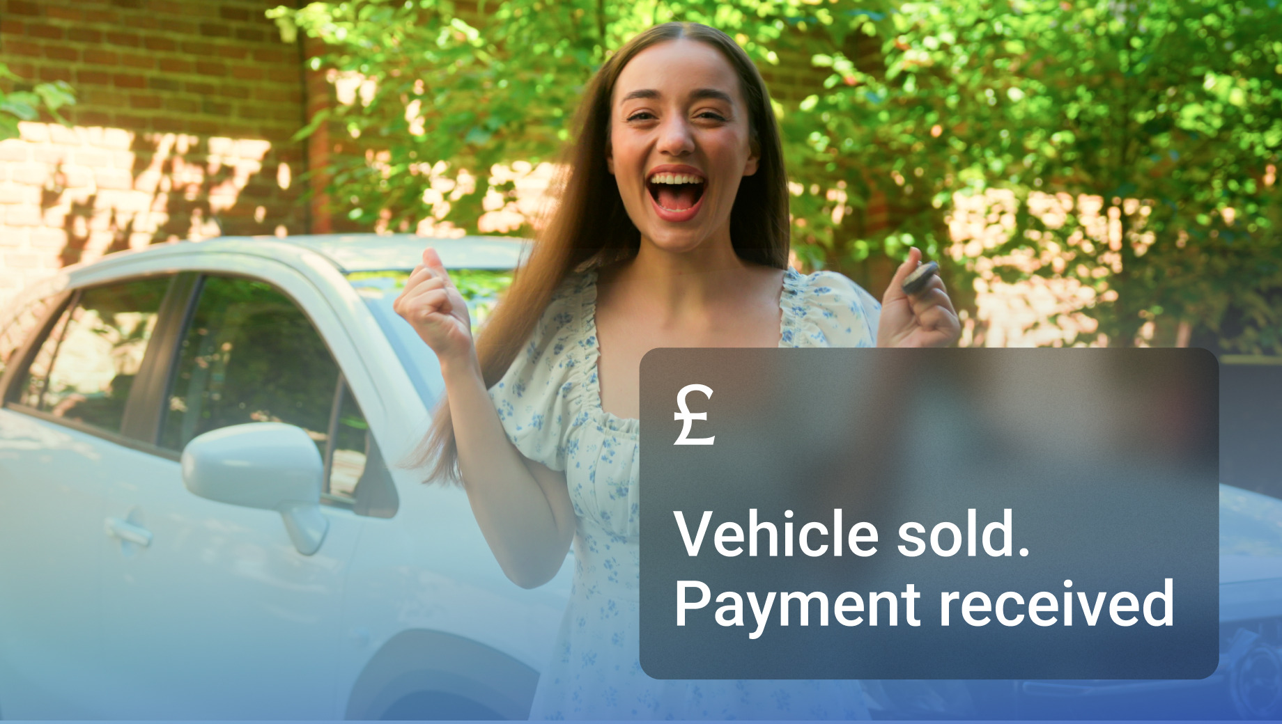 A happy person after completing the car sale